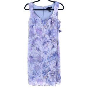 R&M Richards Dress Womens 4 Purple Floral Shift Flowy  Lined Sheath